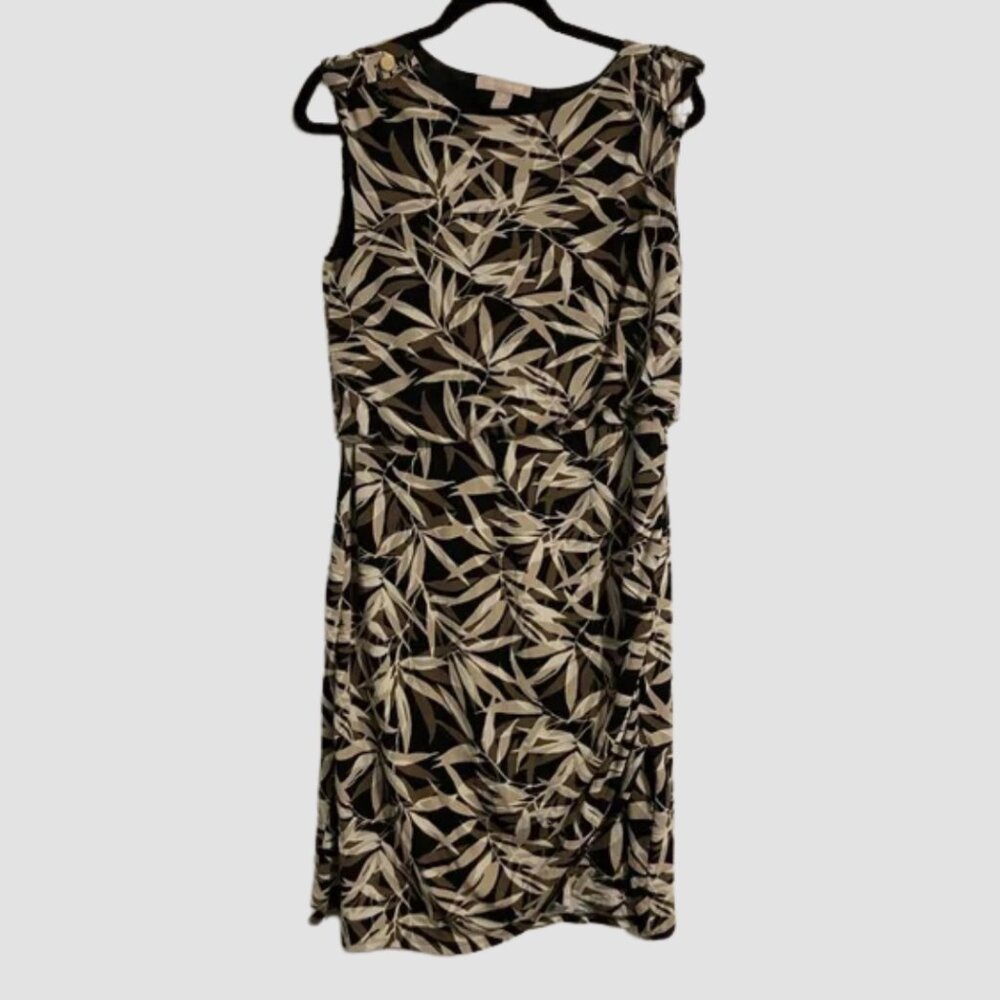 Banana Republic ♡ Tropical Leaf Print Gathered Waist Midi Dress